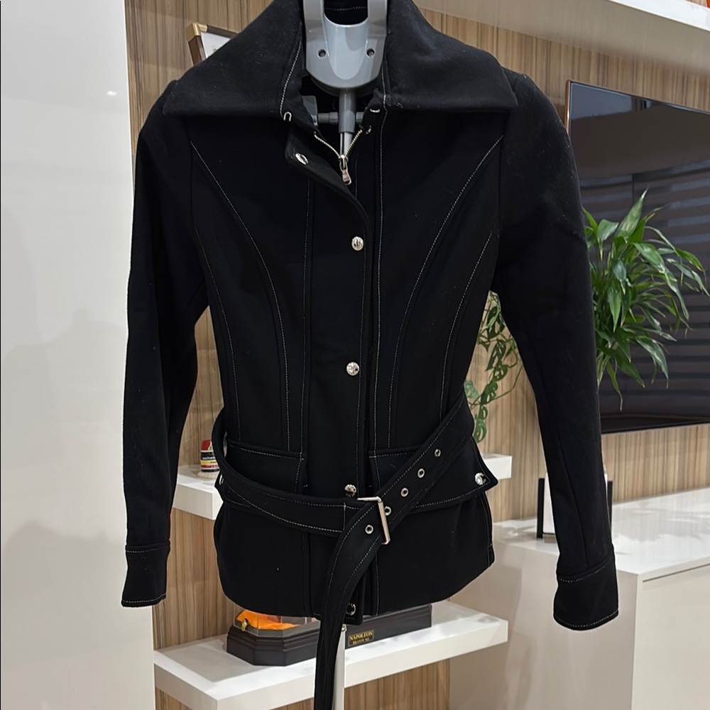 Guess Black Suede Jackeg with Belted Waist and Edgy Hardware